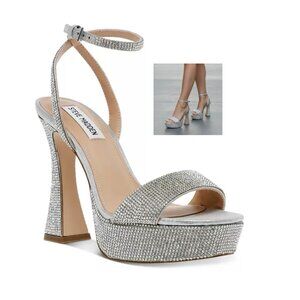 Steve Madden Lashed-R Rhinestone Platform Heels Sandals Size 11M New in Box